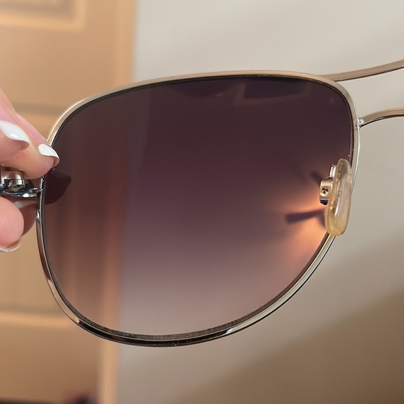 AJ Morgan silver aviator style sunglasses 3 oval pattern on arm with solid brown - Picture 10 of 16